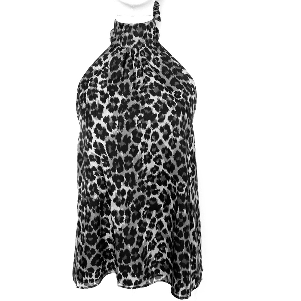 Alive + Olivia leopard print tie neck halter top